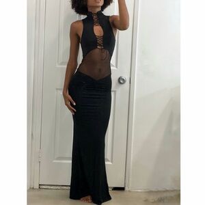 I.AM.GIA Black Lace-Up Maxi Dress